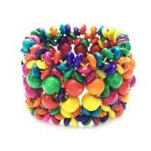 MANILAI Bohemian Handmade Wood Bead Bracelet For Women Multicolor Charm Statemen - £9.01 GBP