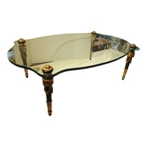 Italian Hand Carved Wood and Glass Top Cocktail Table circa 1960s - $18,043.52 MXN
