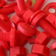 20x Red Screws Plastic Nuts &amp; Bolts, Washers, M8 x 20mm, Anti-Corrosion - £18.81 GBP