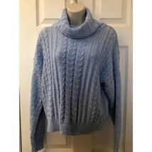 Vintage Richard and Company Women&#39;s Light Blue Cable Knit Turtle Neck Sweater XS - £27.67 GBP