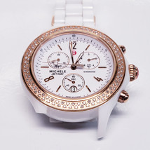 Michele Jetway Chronograph 112 Diamonds White Rose Gold Watch WORKS -CAS... - $142.40