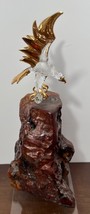 Glass Baron ~ Glass Eagle with 22 Kt Gold Accents on Wood base - £48.15 GBP