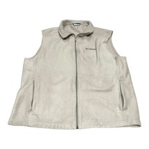 Columbia Tan Fleece Vest Mens Size 2XL Full Zip Outdoors Sleeveless Pockets - £29.28 GBP