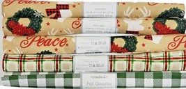 Christmas winter Fat Quarters 18&quot; x 21&quot; Quilting Fabric Crafts Lot of 5 New - $17.81