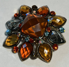 Pin Costume Jewelry Acrylic Stones Multi-Colored Shaped Safety Pin 2 Inches - $14.03
