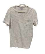 EXPRESS Men&#39;s White Gray Blue V Neck Casual Stretch Space Dyed T-Shirt M... - $14.15 CAD