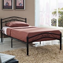 Twin size Black Metal Platform Bed with Headboard and Footboard - £279.43 GBP