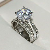 Set di anelli di fidanzamento trio con zirconi cubici a taglio rotondo da 3... - £91.75 GBP