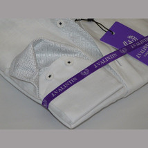 Mens 100% Linen Summer Shirt J.Valintin Turkey-Usa High Collar OBR78-01 White image 9