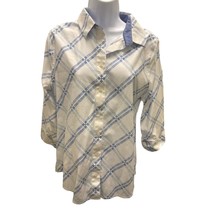 Chico&#39;s No-Iron Effortless Womens 2 12 Large Blue Stripe Top 3/4 Sleeve ... - $402.08 MXN