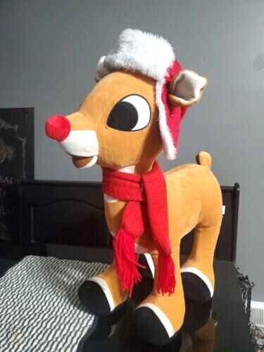 Gemmy Rudolph The Red Nosed Reindeer 21" Standing Large Plush Greeter - £27.68 GBP