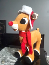 Gemmy Rudolph The Red Nosed Reindeer 21&quot; Standing Large Plush Greeter - $34.64