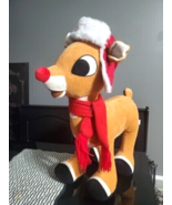 Gemmy Rudolph The Red Nosed Reindeer 21&quot; Standing Large Plush Greeter - £27.65 GBP