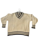 Vintage GAP Sweater Adult XL Cream Ivory Cable Knit Wool Tennis Preppy V... - $66.47