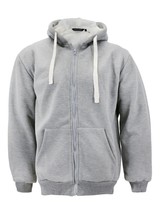 Men&#39;s Heavyweight Thermal Zip Up Sherpa Lined Hoodie Sweater Jacket - 3XL - £20.27 GBP