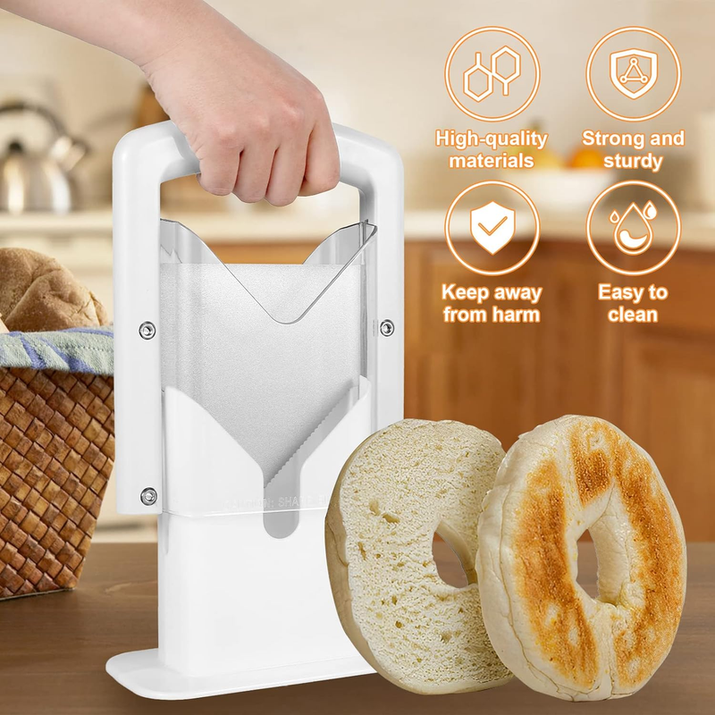 Stainless Steel Bagel Cutter Slicer with Safety Grip, Reusable Bread Slicer, Saf Item image 3