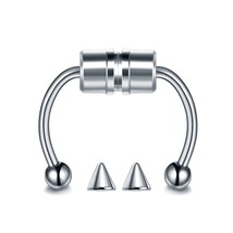 1PC Stainless Steel Fake Nose Septum Ring Magnetic Horseshoe Ring Nose Hoop Cone - £8.85 GBP