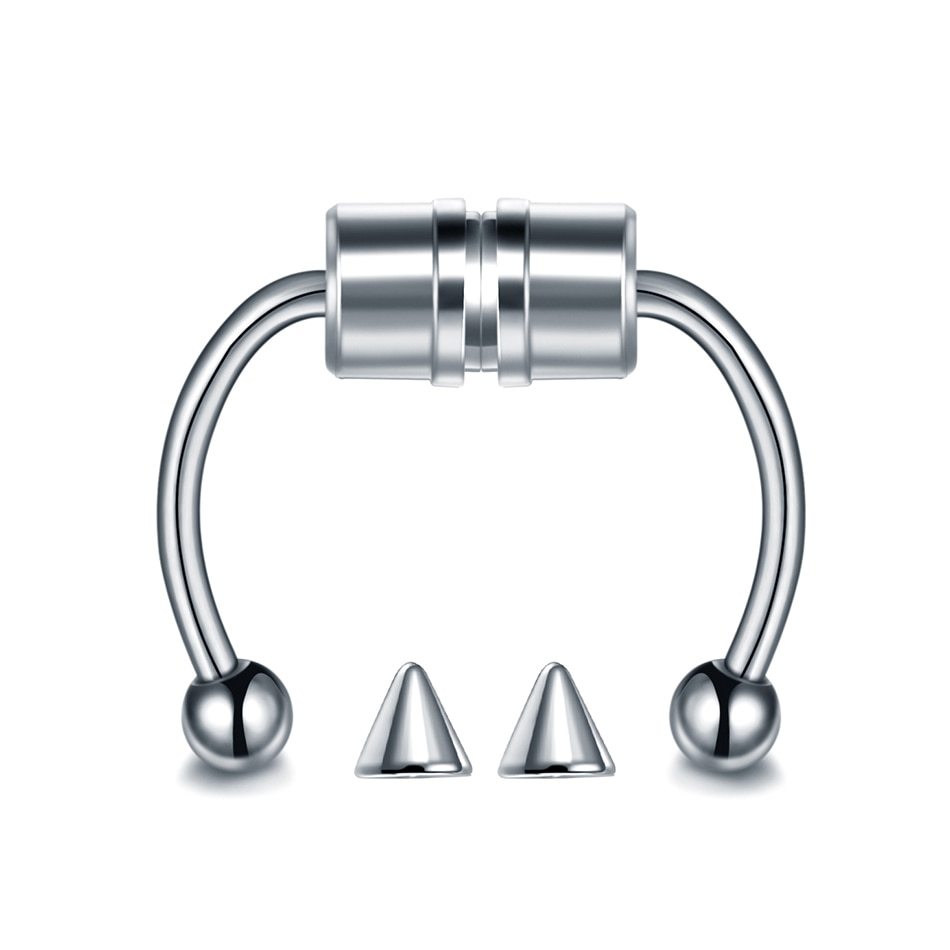 Primary image for 1PC Stainless Steel Fake Nose Septum Ring Magnetic Horseshoe Ring Nose Hoop Cone