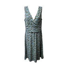 BCBG Maxazria Womens Sheath Dress Green Blue Knit Geometric V Neck Sleeveless S - £22.41 GBP