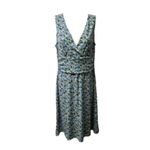 BCBG Maxazria Womens Sheath Dress Green Blue Knit Geometric V Neck Sleeveless S - £8.55 GBP