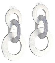 Silver Linked Circles Washers Loops Earrings Free Shipping Fashion Jewelery New - £7.94 GBP