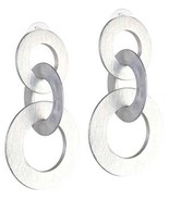 Silver Linked Circles Washers Loops Earrings Free Shipping Fashion Jewel... - $13.52 CAD