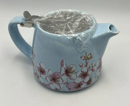 Alfred Tea Room Tea Pot Ceramic Stainless Steel Blue Cherry Blossoms Asi... - $19.79