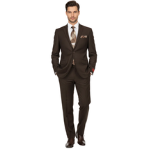 Men RENOIR suit Solid Two Button Business Formal Year Round Slim Fit 201-5 Brown image 5