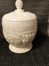 Imperial Glass Grape and Cable Milk Glass Sugar and Lid - £8.30 GBP
