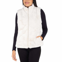 Nicole Miller Womens Faux Fur Exterior Reversible Vest Size Medium Color Ivory - £38.54 GBP