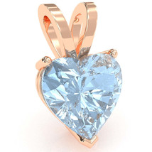 Aquamarine Heart Solitaire Pendant In 14k Rose Gold - £199.03 GBP