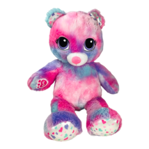 Build A Bear Tye Dye Bear 16” Pastel Hearts Sewn Eyes Purple Hot Pink White BAB - £9.03 GBP