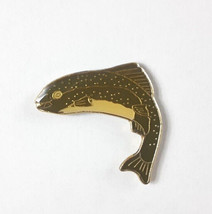 Jumping Salmon Fish Pin Enamel Lapel Hat Tac 1&quot; NOS Olive Green - £3.11 GBP