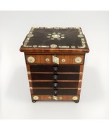 Vintage Rosewood Jewelry Chest With Inlaid Mother Of Pearl Accents - 7.5”H - $471.90 MXN
