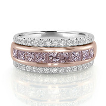 Wow Fine 1.78ct Fancy Light Pink Princess Diamonds Ring 18K All Natural Gold - £3,734.87 GBP