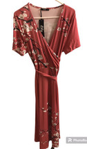 Lily by Firmiana Pink Cherry Blossom Faux Wrap Maxi Dress Size Large NWT - £22.41 GBP