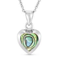 Dainty Rainbow Abalone Sweet Heart Sterling Silver Love Forever Necklace - £12.71 GBP