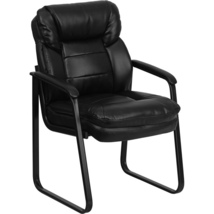 Black LeatherSoft Executive Side Reception Chair with Lumbar Support - £219.02 GBP