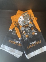Happy Hauntings Halloween Kitchen Towels 15&quot; x 25&quot; Set of 2 NEW - £6.86 GBP