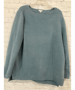 J Jill Chenille Womens Size Large Pullover Sweater Blue Long Sleeve Ribbed - £25.28 GBP