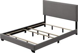 Leandros Queen Platform In Light Gray Fabric By Acme Furniture. - $222.97