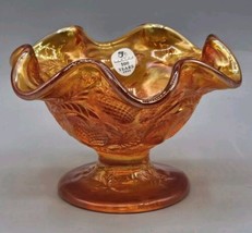 Fenton #79/300 Marigold Carnival Glass w/Impressed Strawberries Pattern Dish - $32.71