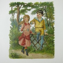 Victorian Die cut Ephemera Children Bubbles Boy Yellow Sailor Suit Girl ... - £12.01 GBP