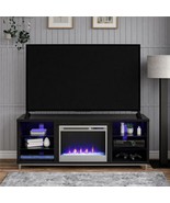 Electric Fireplace TV Stand 70-in Entertainment Center LED Lights Glass ... - £320.86 GBP
