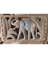 Carved Wood Wooden Carving Elephant Tropical Palm Trees Wall Plaque Jung... - $1,423.20 MXN