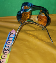 Swarovski Crystal Paradise Birds Kingfishers On Metal Retired Figurine 945090 - $524.69