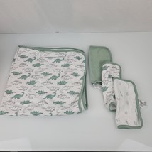 Just one You Green White Dinosaur Blanket Towel Terrycloth Washcloth Bur... - $14.84