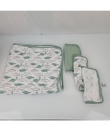 Just one You Green White Dinosaur Blanket Towel Terrycloth Washcloth Bur... - £11.64 GBP