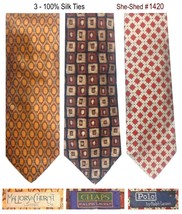 Three Ties Mallory &amp; Church, Chaps, Polo Ralph Lauren 100% Silk Neckties - £11.70 GBP