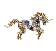 Stunning Vintage Look Gold plated Unicorn Horse Celebrity Brooch Broach Pin GG44 - £15.99 GBP